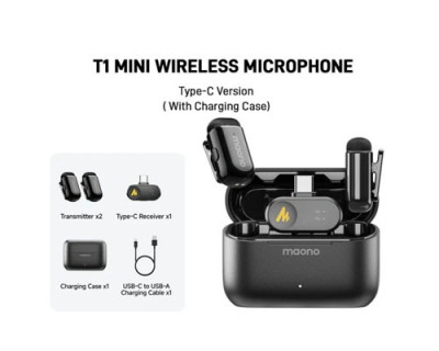 Maono WAVE T1 MINI Wireless Microphone noise cancellation with Ai Voice Changer ( Type C )