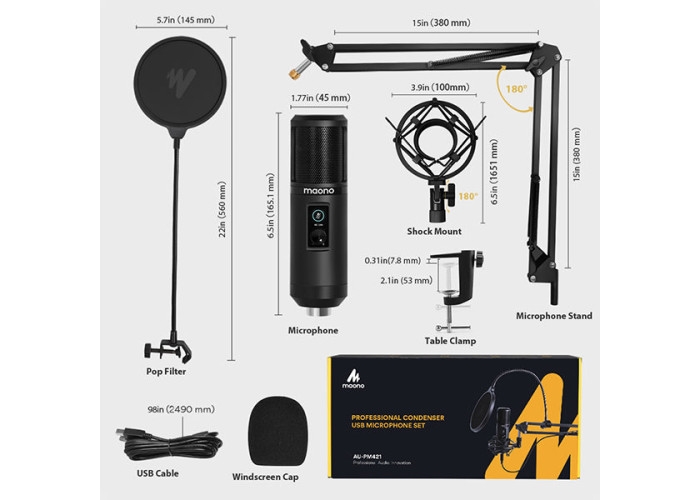 MAONO AU-PM421 Cardioid Condenser USB Microphone
