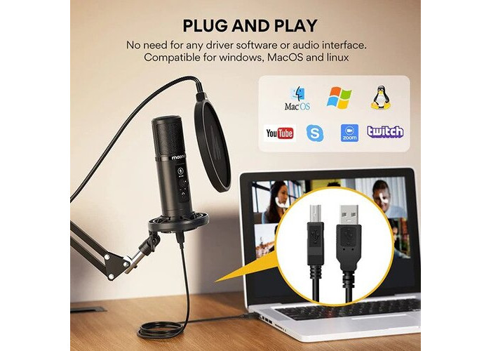 Maono AU-PM422 USB Microphone Podcast Zero Latency Monitoring