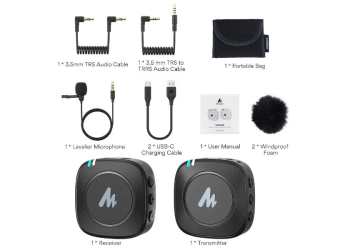 Maono WM820 Real-time Monitoring and Mute Wireless Lavalier Microphone