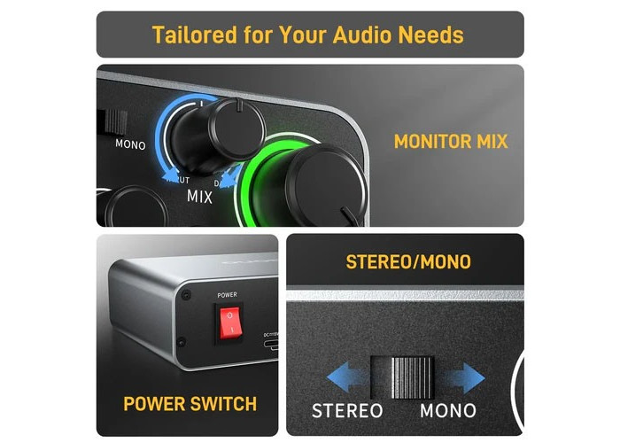Maono PS22 Audio Interface for Recording, Music Production, Guitar
