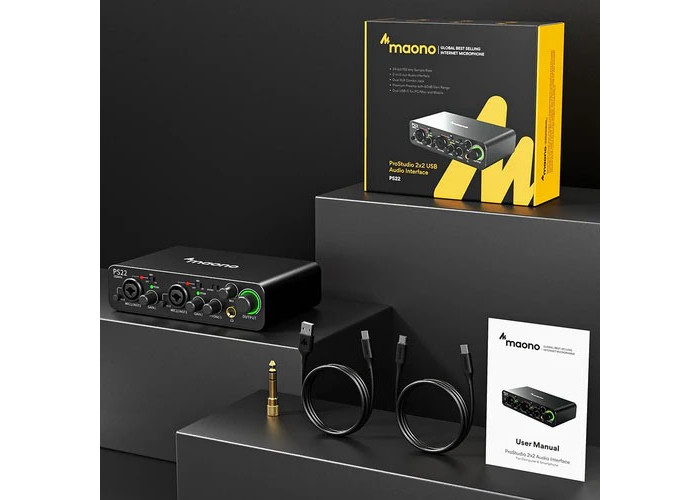 Maono PS22 Audio Interface for Recording, Music Production, Guitar