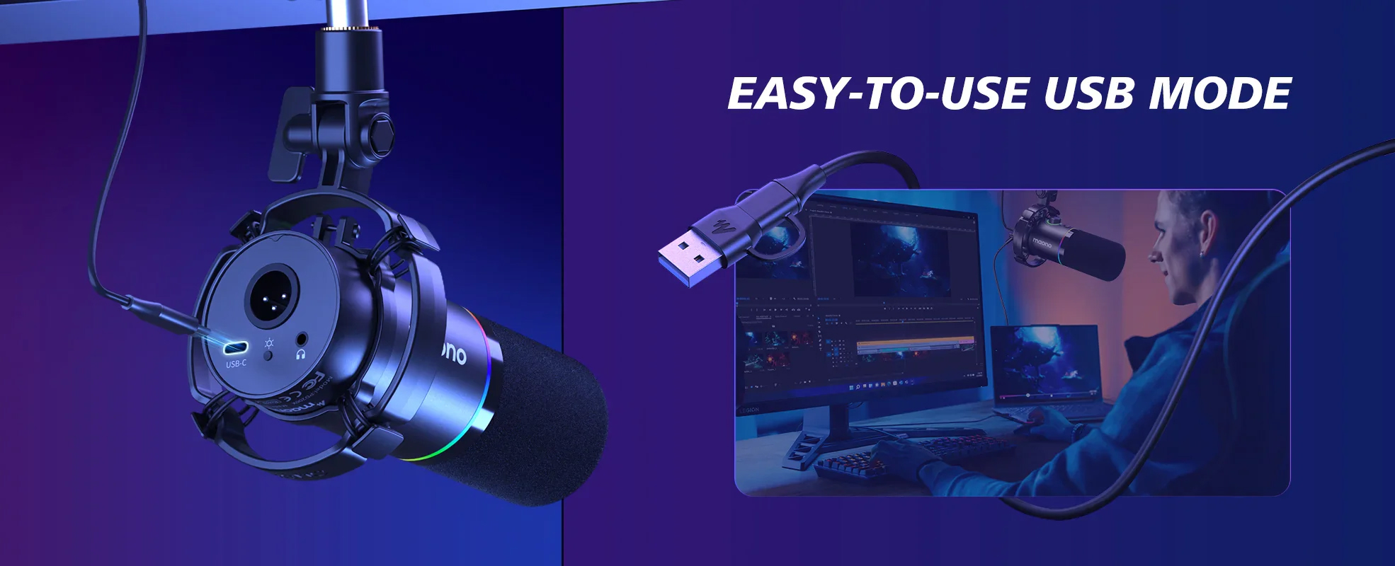 MAONO PD200XS RGB USB/XLR Dynamic Microphone